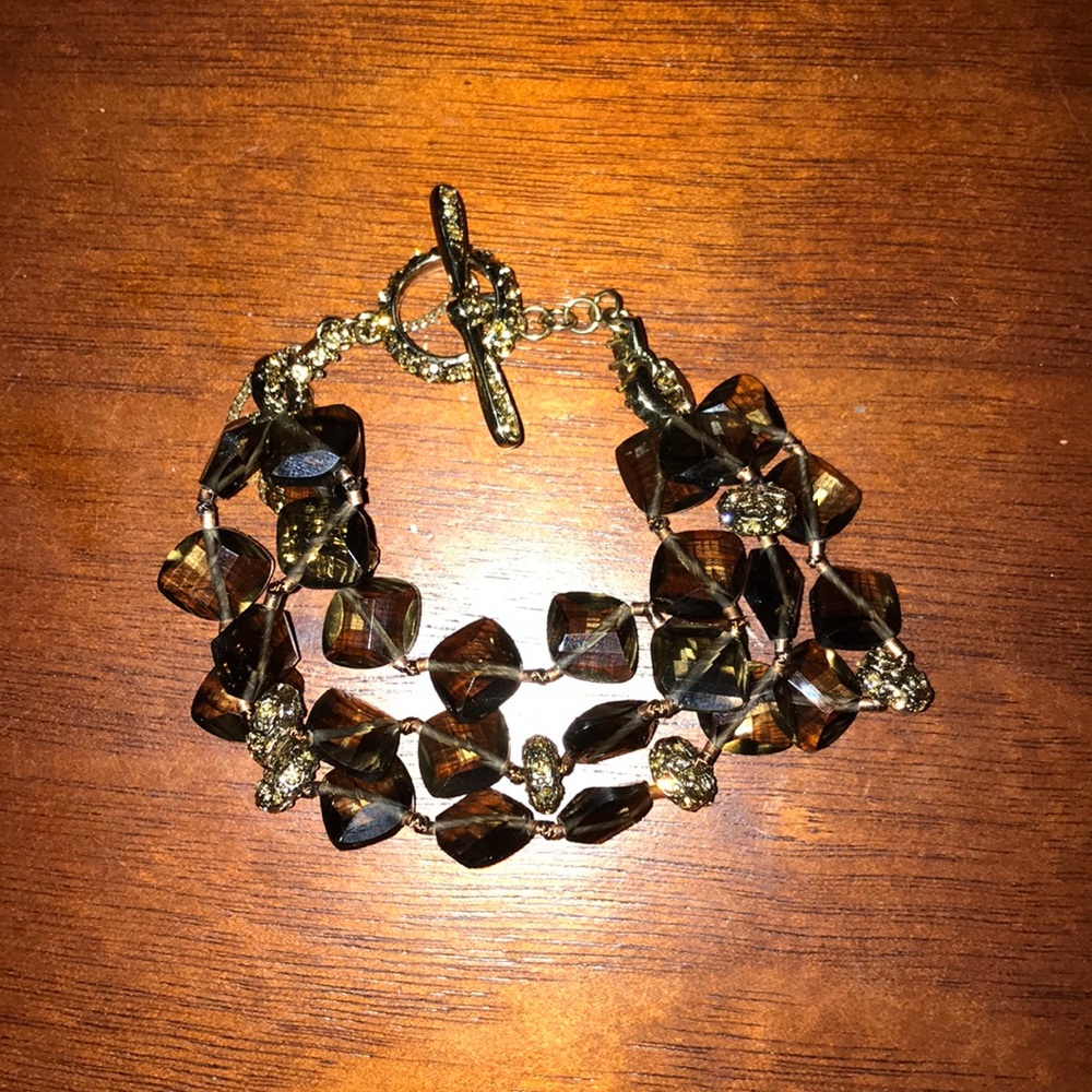 Monet Bracelet Brown Crystals with Gold Tone Metal